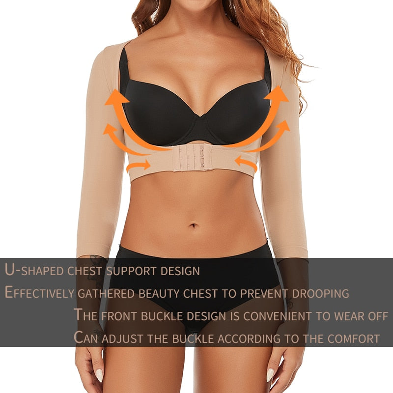 Compression Long Sleeves Women Arm Shapewear for Humpback Posture Correction and Breast Support