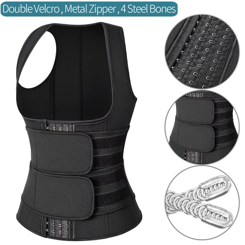Neoprene Sauna Waist Trainer Vest for Women - Slimming Body Shaper with Double Tummy Control