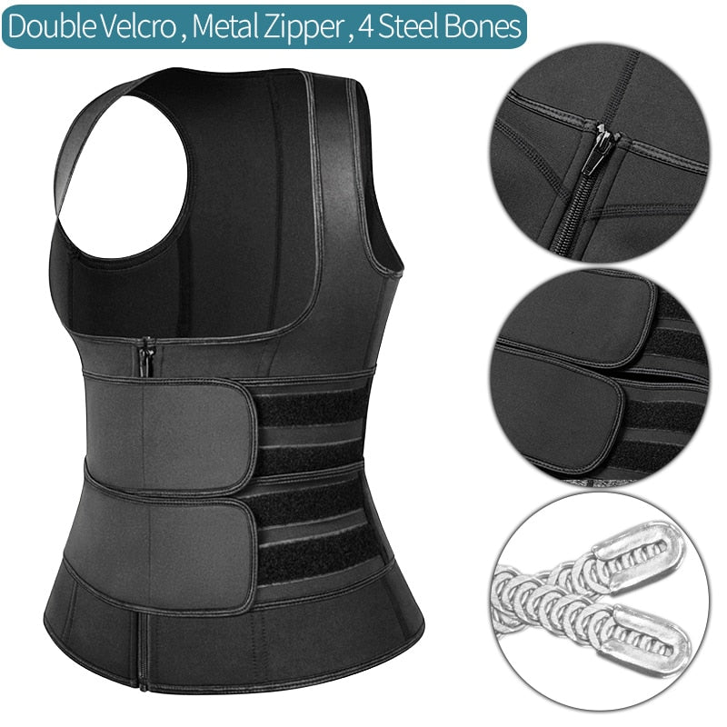 Neoprene Sauna Waist Trainer Vest for Women - Slimming Body Shaper with Double Tummy Control