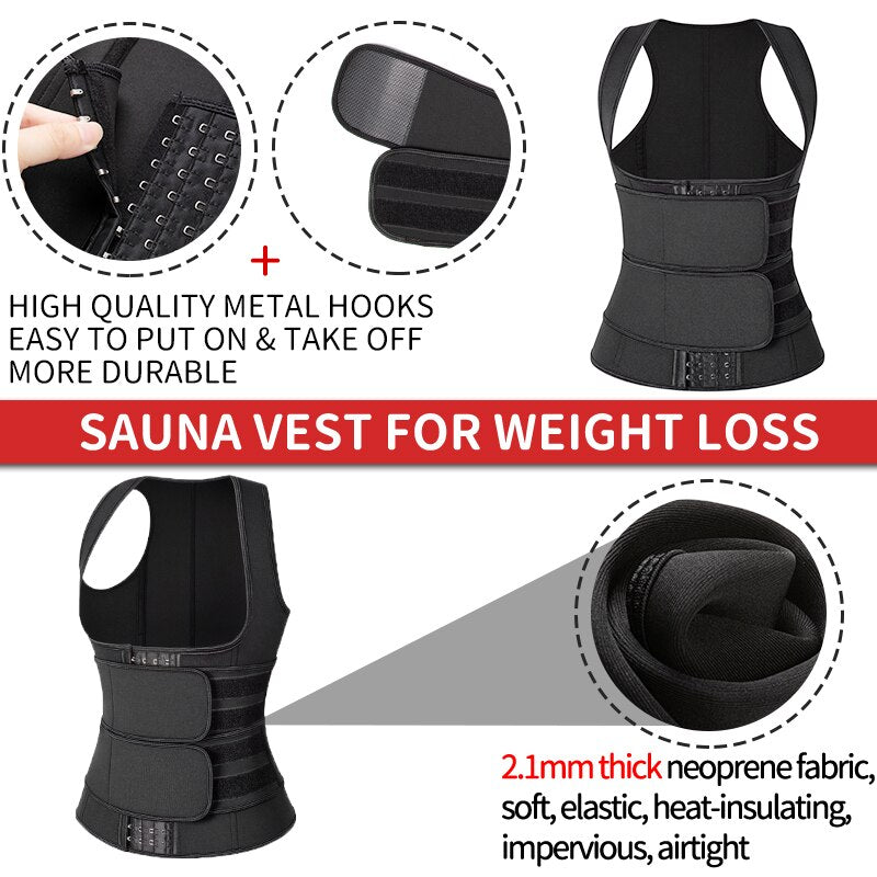 Neoprene Sauna Waist Trainer Vest for Women - Slimming Body Shaper with Double Tummy Control