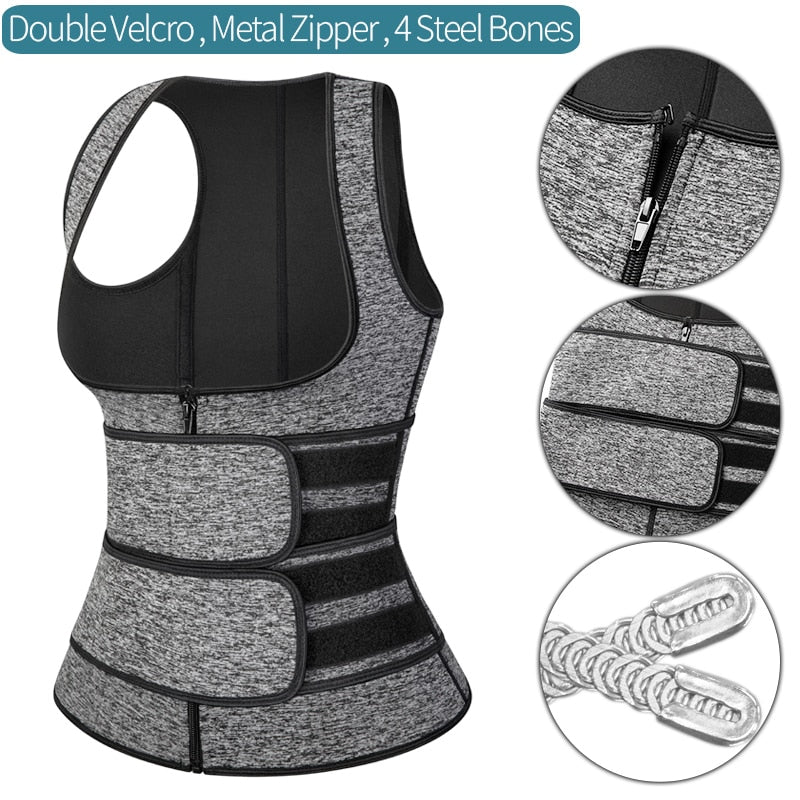 Neoprene Sauna Waist Trainer Vest for Women - Slimming Body Shaper with Double Tummy Control