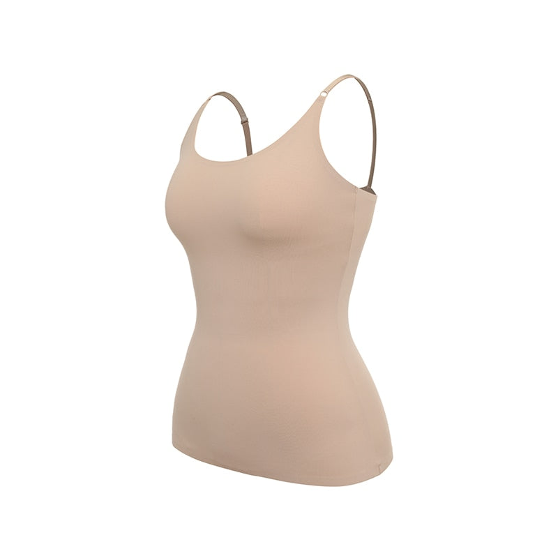 Seamless Shapewear Tops for Women - Tummy Control Body Shaper Camisole in Nude and Black