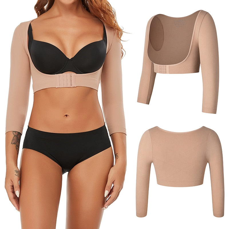 Compression Long Sleeves Women Arm Shapewear for Humpback Posture Correction and Breast Support
