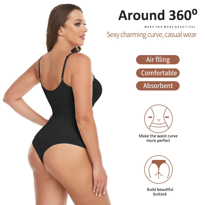 Seamless Strap Tummy Slimming Skims Shaper Faja for Women - Sexy Thong Bodysuits Corsets Butt Lifter Waist Trainer Shapewear