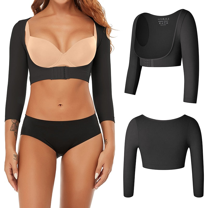 Compression Long Sleeves Women Arm Shapewear for Humpback Posture Correction and Breast Support