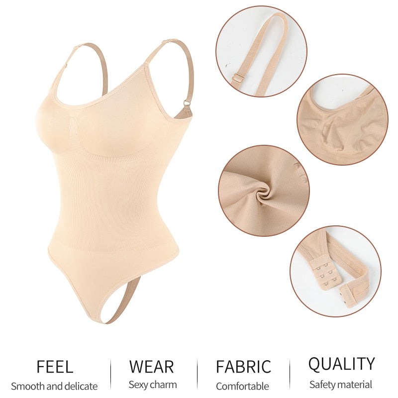 Seamless Strap Tummy Slimming Skims Shaper Faja for Women - Sexy Thong Bodysuits Corsets Butt Lifter Waist Trainer Shapewear