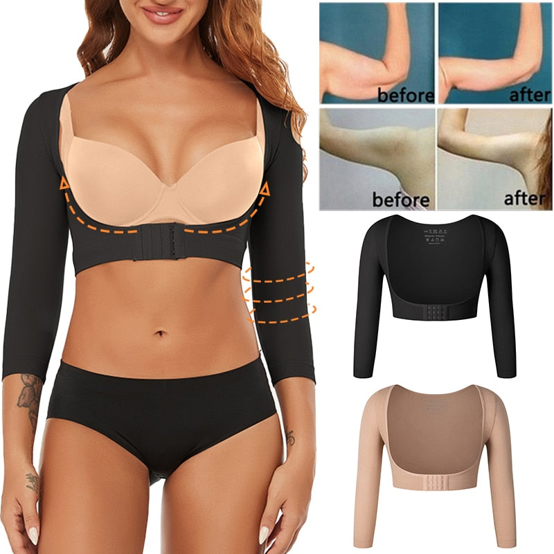Compression Long Sleeves Women Arm Shapewear for Humpback Posture Correction and Breast Support