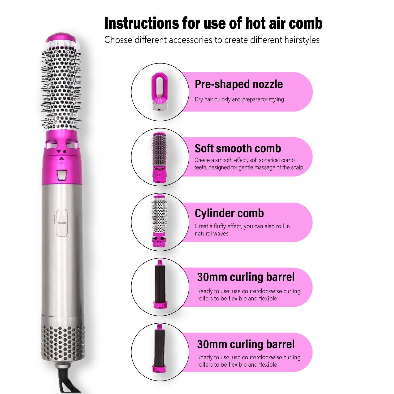 Airwrap Hair Dryer, 5 in 1 Hair Dryer Airwrap Complete Styler
