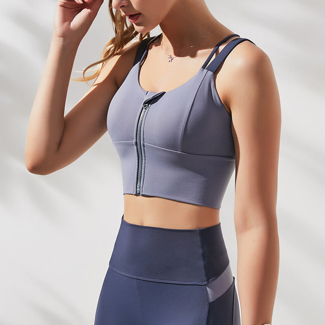 Sports Bra Women Front Zipper Sports Shockproof Bras