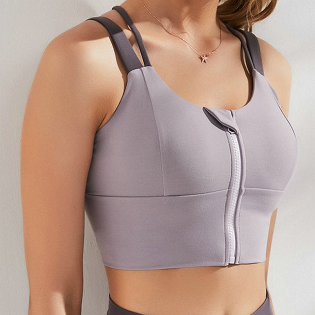 Sports Bra Women Front Zipper Sports Shockproof Bras