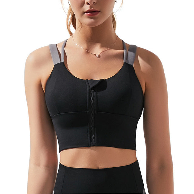 Sports Bra Women Front Zipper Sports Shockproof Bras